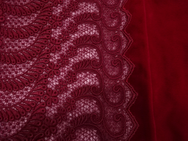  ビロードレース花模様ショール